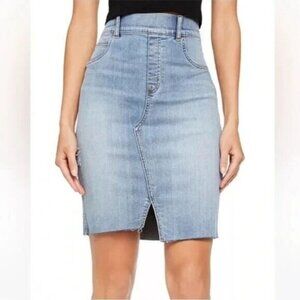 Spanx Distressed Denim Mini Pencil Skirt Size Med